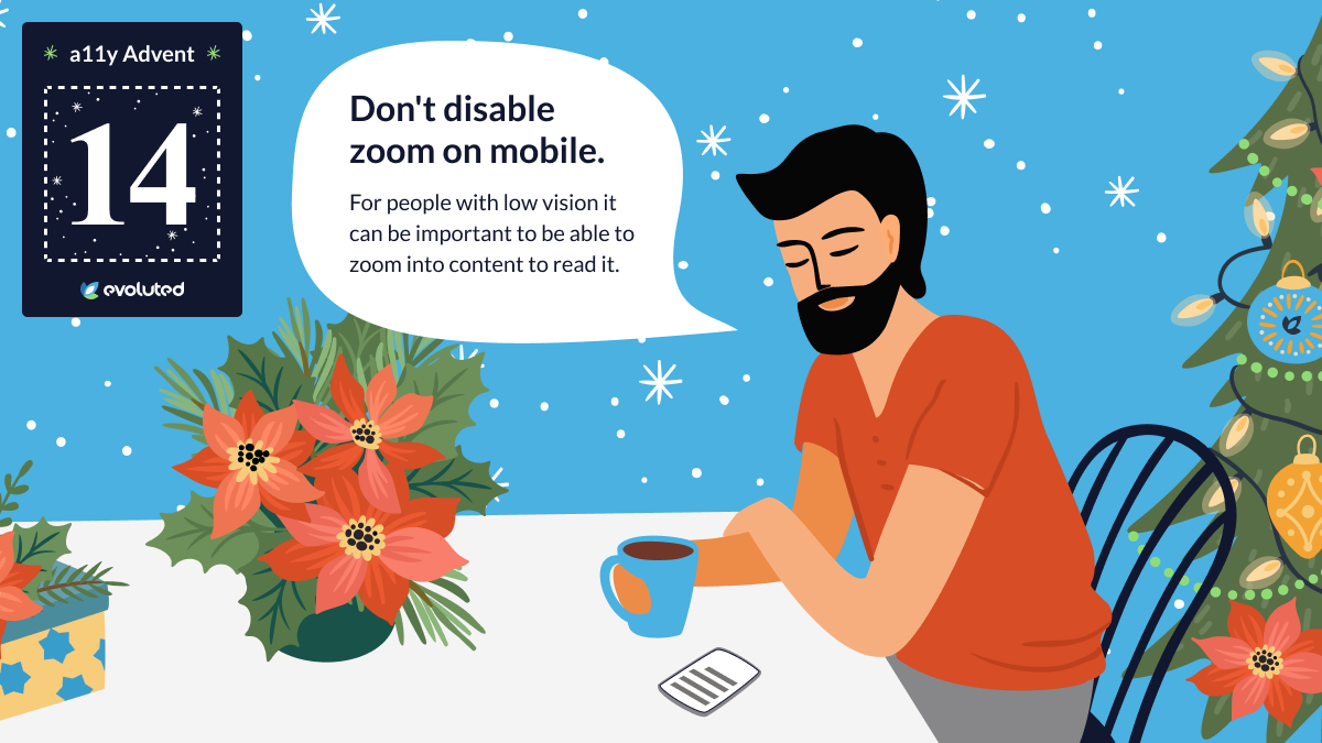 Illustration of a man reading content on a mobile phone.