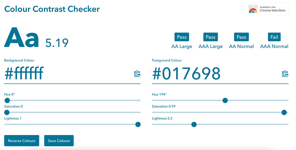 Background colour in Colour contrast checker to :#ffffff