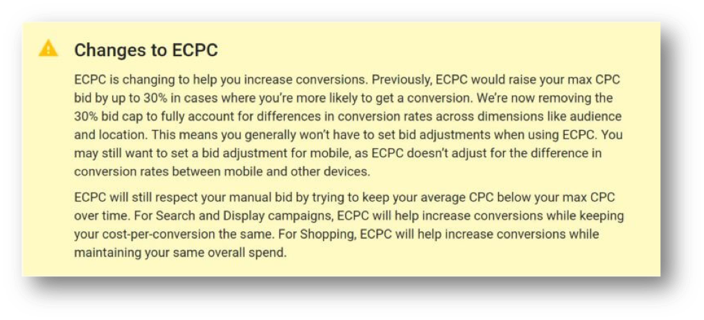 ECPC changes notice