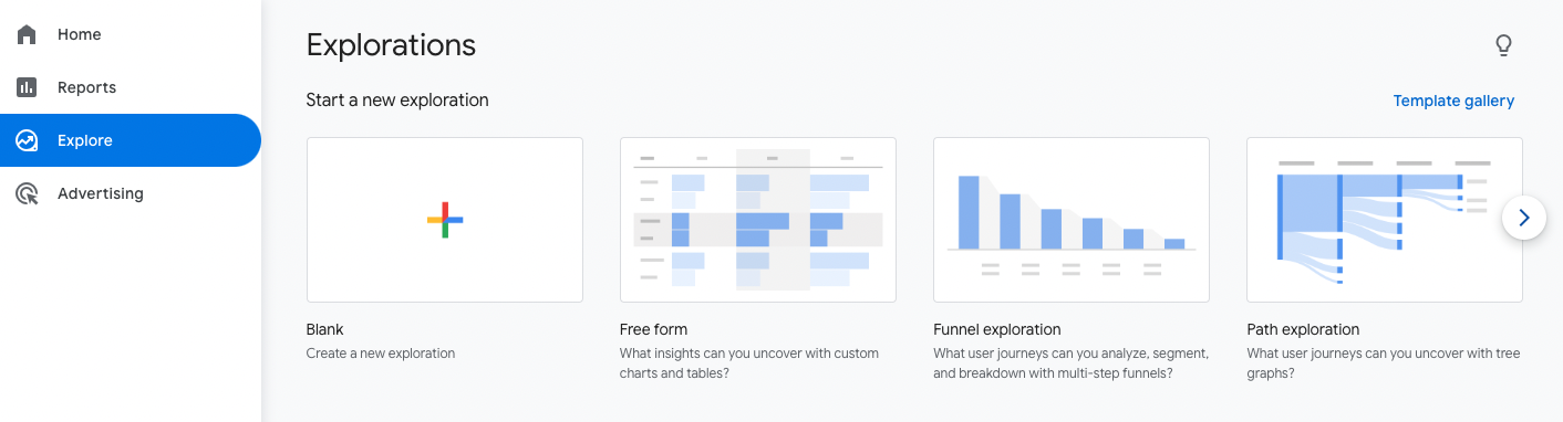 GA4 has a separate Explorations dashboard for custom reporting