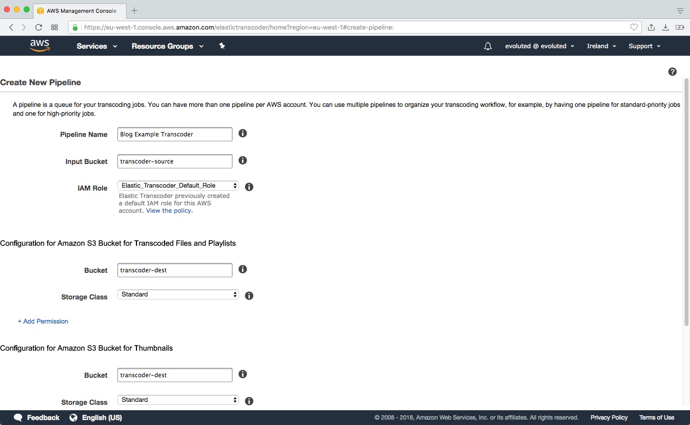 Setting up a new Transcoding Pipeline