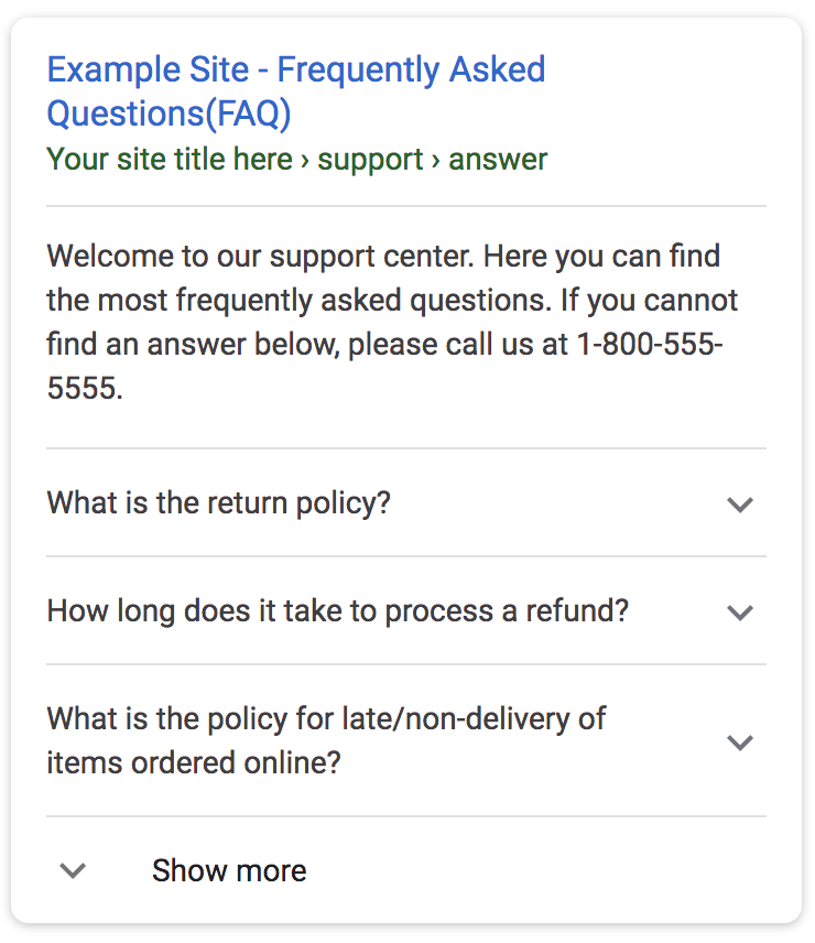 FAQ markup live in google