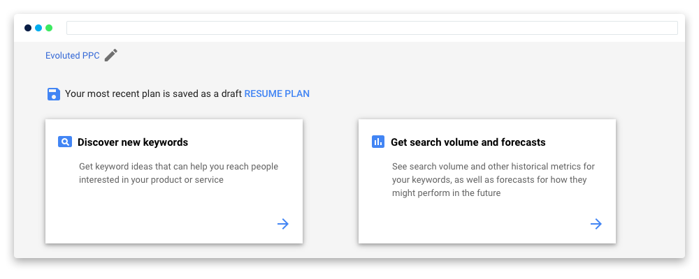 Google keyword planner's keyword research tool