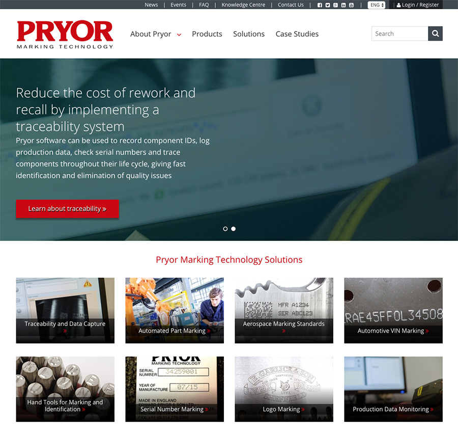 Bespoke website development for Pyror Marking