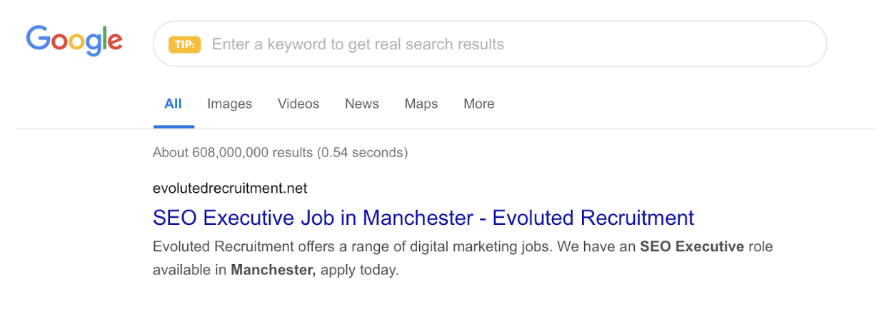 Search Appearance Example Manchester