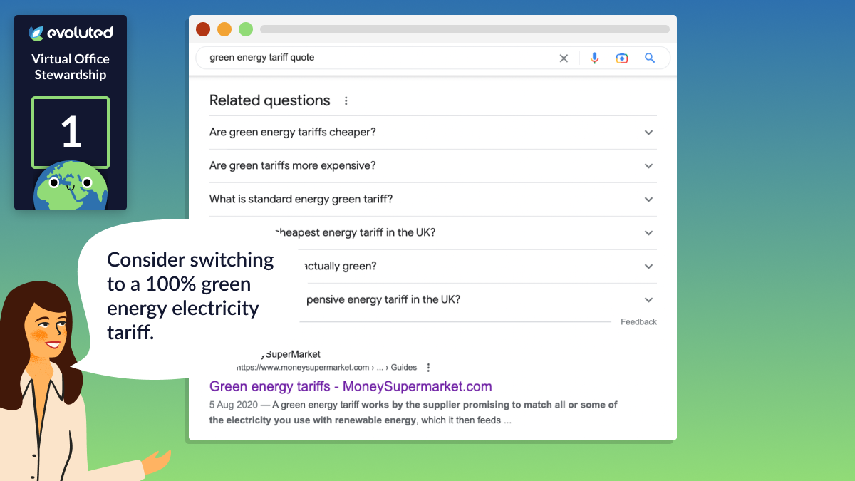 Search results for a query about green energy tariffs.
