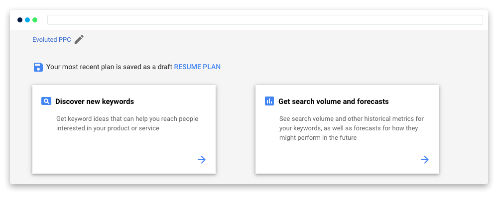 Google keyword planner's keyword research tool